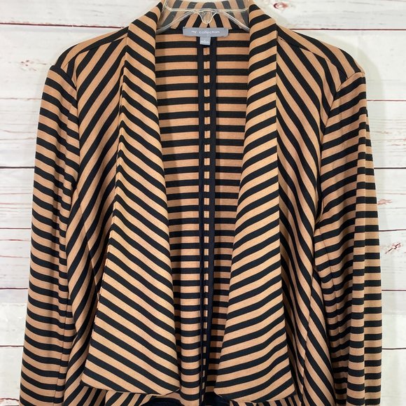 NY Collection Brown & Black Striped Open Sweater Jacket NWOT Women's Size Large - Picture 7 of 10